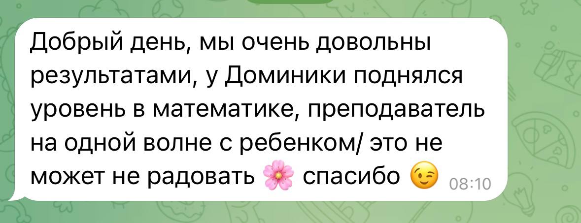 Отзыв мамы Доминики: поднялся уровень в математике, преподаватель на одной волне с ребенком
